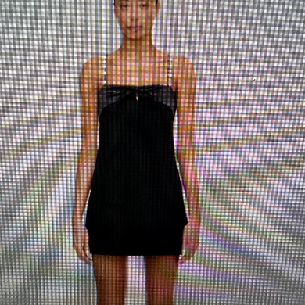 Hill House Black Mini Dress with Bow Detail
